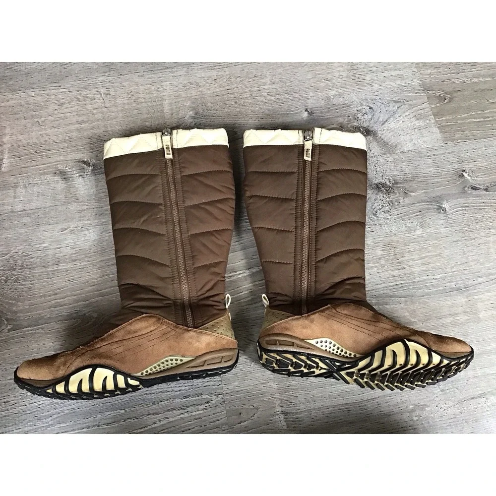 Women's Size 8 Vintage Puma Boots Brown Suede / Puffer Boots Y2k #300697 03